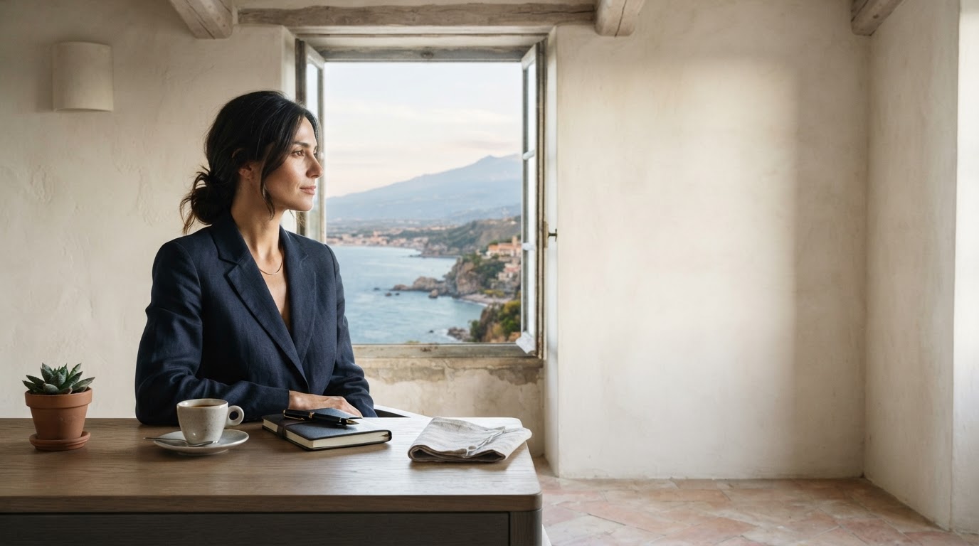 Chiaro Pregione — professionista analizza dati finanziari in mobilità su un computer portatile
